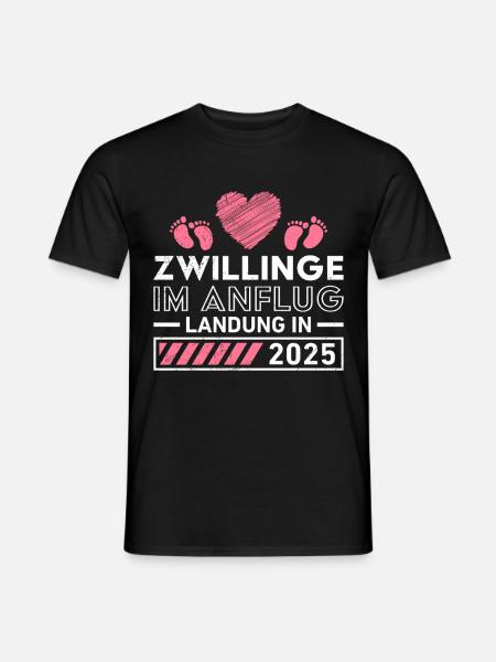 ZWILLINGE IM ANFLUG LANDUNG 2025 Schwangerschaft - T-shirt herr - svart