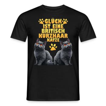 Britische Kurzhaar GLÜCK IST BRITISCH KURZHAAR - Männer T-Shirt - Schwarz - Vorne - AI Model Male 178 light (178cm)