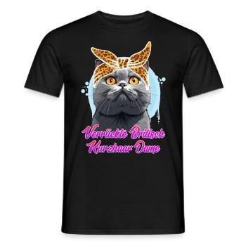 Britisch Kurzhaar VERRÜCKTE BRITISCH KURZHAAR - Männer T-Shirt - Schwarz - Vorne - AI Model Male 178 light (178cm)