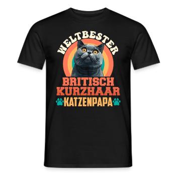 Cat Dad WORLD'S BEST BRITISH SHORTHAIR - Men's T-Shirt - black - Front - AI Model Male 178 light (178cm)