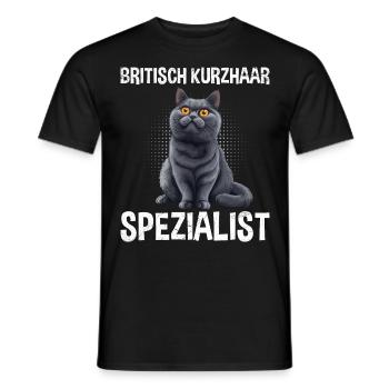 BRITISCH KURZHAAR SPEZIALIST Katzenpapa Britisch - Männer T-Shirt - Schwarz - Vorne - AI Model Male 178 light (178cm)