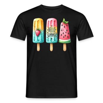 Hello Summer. Happy Popsicle Design, Ice Cream, - Men's T-Shirt - black - Front - AI Model Male 178 light (178cm)