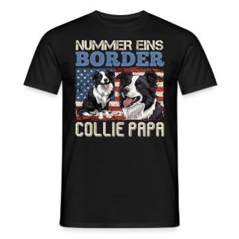 Border Collie PAPA BORDER COLLIE NUMÉRO UN - T-shirt homme - noir - Devant - AI Model Male 178 light (178cm)