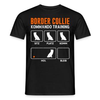 ENTRAÎNEMENT COMMANDO BORDER COLLIE Drôle - T-shirt homme - noir - Devant - AI Model Male 178 light (178cm)