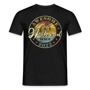 2nd Wedding Anniversary Great Husband Since 2022 Retro - Men's T-Shirt - black - Front - AI Model Male 178 light (178cm)