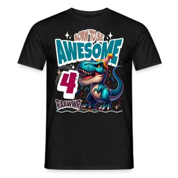 T Rex Dinosaure 4ème Anniversaire Enfants Anniversaire - T-shirt homme - noir - Devant - AI Model Male 178 light (178cm)