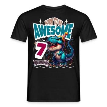 T Rex Dinosaur 7th Birthday Children's Birthday - Men's T-Shirt - black - Front - AI Model Male 178 light (178cm)