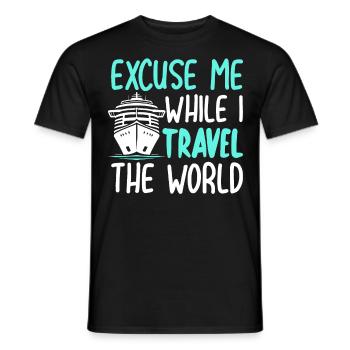 Excusez-moi pendant que je voyage dans le monde - T-shirt homme - noir - Devant - AI Model Male 178 light (178cm)