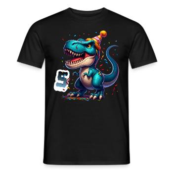 5. Geburtstag T Rex Dinosaurier Kindergeburtstag - Männer T-Shirt - Schwarz - Vorne - AI Model Male 178 light (178cm)