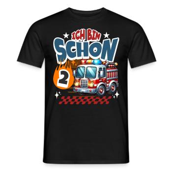 Feuerwehr 2. Geburtstag Kindergeburtstag - Männer T-Shirt - Schwarz - Vorne - AI Model Male 178 light (178cm)