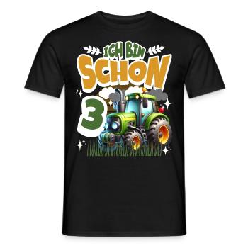 Traktor 3. Geburtstag Kindergeburtstag - Männer T-Shirt - Schwarz - Vorne - AI Model Male 178 light (178cm)