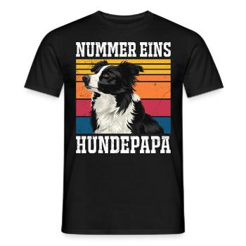 Border Collie PAPA BORDER COLLIE NUMÉRO UN - T-shirt homme - noir - Devant - AI Model Male 178 light (178cm)