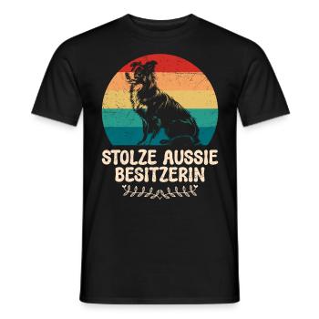 Australian Shepherd PROUD AUSSIE OWNER - Men's T-Shirt - black - Front - AI Model Male 178 light (178cm)