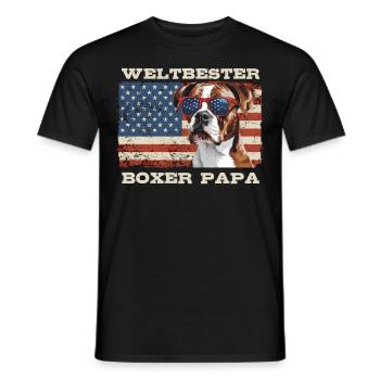 Deutscher Boxer WELTBESTER BOXER PAPA Boxer - Männer T-Shirt - Schwarz - Vorne - AI Model Male 178 light (178cm)
