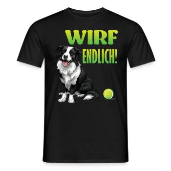 Border Collie lance ENFIN un Border Collie drôle - T-shirt homme - noir - Devant - AI Model Male 178 light (178cm)