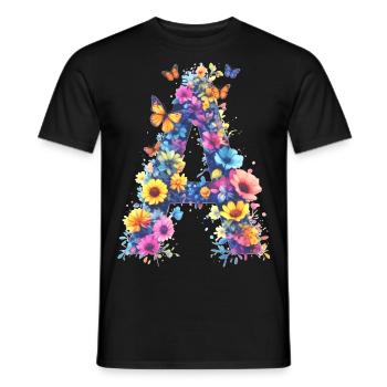A – Floraler Anfangsbuchstabe 💐🌼🦋 - Männer T-Shirt - Schwarz - Vorne - AI Model Male 178 light (178cm)