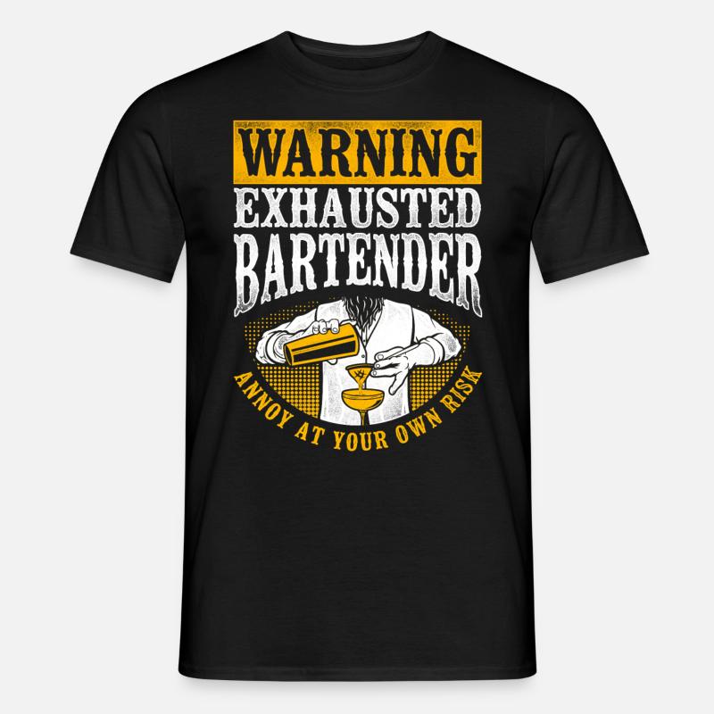 Bartender Mixologist Warning - Männer T-Shirt - Schwarz