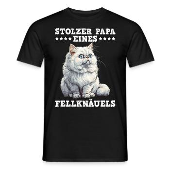 Chat Papa FIER PAPA D’UNE BOULE DE POILS Drôle - T-shirt homme - noir - Devant - AI Model Male 178 light (178cm)