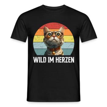 Chats du Bengale SAUVAGE DANS LE CŒUR Chats du Bengale - T-shirt homme - noir - Devant - AI Model Male 178 light (178cm)
