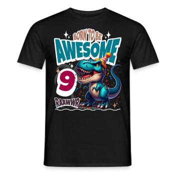 T Rex Dinosaure 9e anniversaire Enfants Anniversaire - T-shirt homme - noir - Devant - AI Model Male 178 light (178cm)