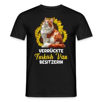 Katzenbesitzerin VERRÜCKTE TURKISH VAN BESITZERIN - Männer T-Shirt - Schwarz - Vorne - AI Model Male 178 light (178cm)