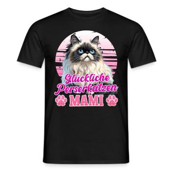 Katzenbesitzerin GLÜCKLICHE PERSERKATZEN MAMI - Männer T-Shirt - Schwarz - Vorne - AI Model Male 178 light (178cm)