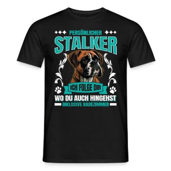 Boxer allemand PERSONAL STALKER Boxer drôle - T-shirt homme - noir - Devant - AI Model Male 178 light (178cm)