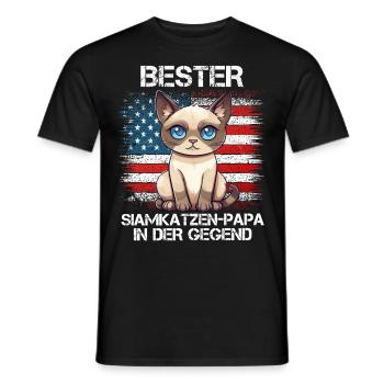Siamkatzen Vater BESTER SIAMKATZEN PAPA HIER - Männer T-Shirt - Schwarz - Vorne - AI Model Male 178 light (178cm)