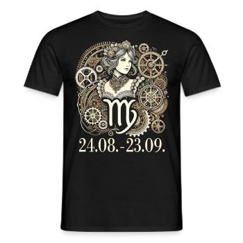 Zodiaque Vierge Style Steampunk - T-shirt homme - noir - Devant - AI Model Male 178 light (178cm)