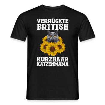 Britisch Kurzhaar VERRÜCKTE BRITISCH KURZHAAR - Männer T-Shirt - Schwarz - Vorne - AI Model Male 178 light (178cm)