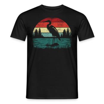 Retro Heron - Men's T-Shirt - black - Front - AI Model Male 178 light (178cm)