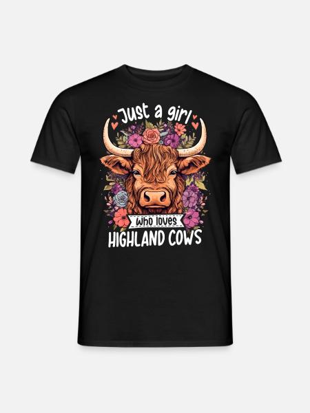 Bare en pige, der elsker højlandskøer - Mænd T-shirt - sort