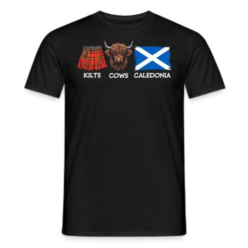 Kilts Cows Caledonia - Männer T-Shirt - Schwarz - Vorne - AI Model Male 178 light (178cm)