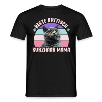 British Shorthair BEST BRITISH SHORTHAIR MOM - Men's T-Shirt - black - Front - AI Model Male 178 light (178cm)