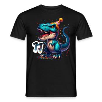 T Rex Dinosaure 11e anniversaire Enfants Anniversaire - T-shirt homme - noir - Devant - AI Model Male 178 light (178cm)