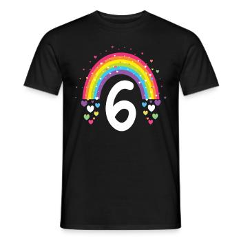 6th Birthday Gift Rainbow Birthday Boy - Men's T-Shirt - black - Front - AI Model Male 178 light (178cm)