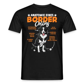 Border Collie ANATOMY OF A BORDER COLLIE Funny - Men's T-Shirt - black - Front - AI Model Male 178 light (178cm)