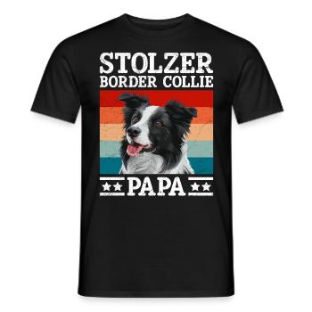 Hundepapa STOLZER BORDER COLLIE PAPA Hundebesitzer - Männer T-Shirt - Schwarz - Vorne - AI Model Male 178 light (178cm)