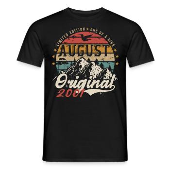 Août 2001 - Fabriqué En Août 2001 - Vintage 2001 - T-shirt homme - noir - Devant - AI Model Male 178 light (178cm)