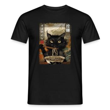 Japonais Ramen Chats Esthétique Kawaii - T-shirt homme - noir - Devant - AI Model Male 178 light (178cm)
