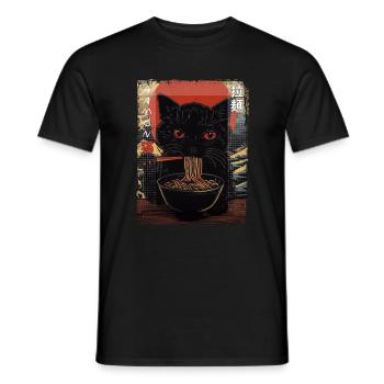 Manga Fan Vintage Aesthetic Ramen Nudeln Design - Männer T-Shirt - Schwarz - Vorne - AI Model Male 178 light (178cm)