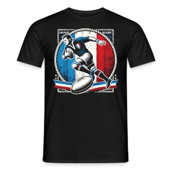 Maillot de la France Rugby - T-shirt homme - noir - Devant - AI Model Male 178 light (178cm)