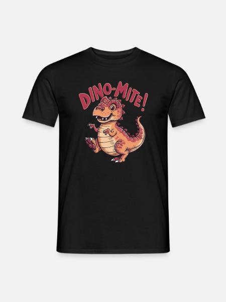 Dino with funny kids design - Men's T-Shirt - black