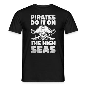 Pirate Skull Buccaneer Pirate Ship - Men's T-Shirt - black - Front - AI Model Male 178 light (178cm)