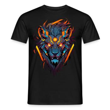 Löwe, Löwenkopf - Männer T-Shirt - Schwarz - Vorne - AI Model Male 178 light (178cm)