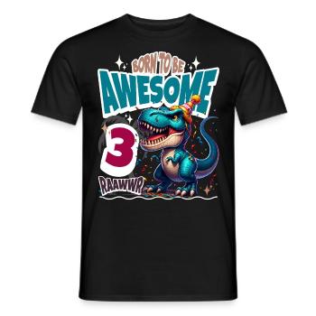 T Rex Dinosaure 3ème Anniversaire Enfants Anniversaire - T-shirt homme - noir - Devant - AI Model Male 178 light (178cm)