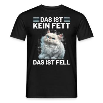 Persian Cat THIS IS NOT FAT THIS IS FUR Funny - Men's T-Shirt - black - Front - AI Model Male 178 light (178cm)