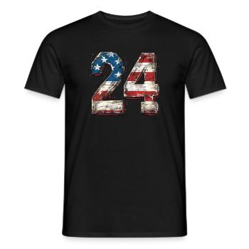 24 USA Amerikanische Flagge Unabhängigkeitstag - Männer T-Shirt - Schwarz - Vorne - AI Model Male 178 light (178cm)