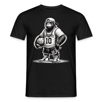 Cool gorilla with basketball and bling - Men's T-Shirt - black - Front - AI Model Male 178 light (178cm)
