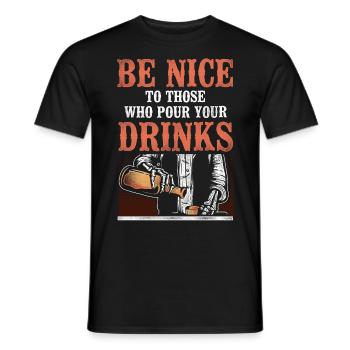 Barman Mixologue Soyez gentil avec - T-shirt homme - noir - Devant - AI Model Male 178 light (178cm)